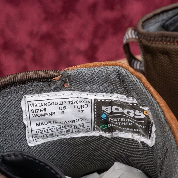 Bogs Women Vista Rugged Cognac Suede Zip Waterproof Ankle Boots sz 6US EUR37 - Picture 7 of 8